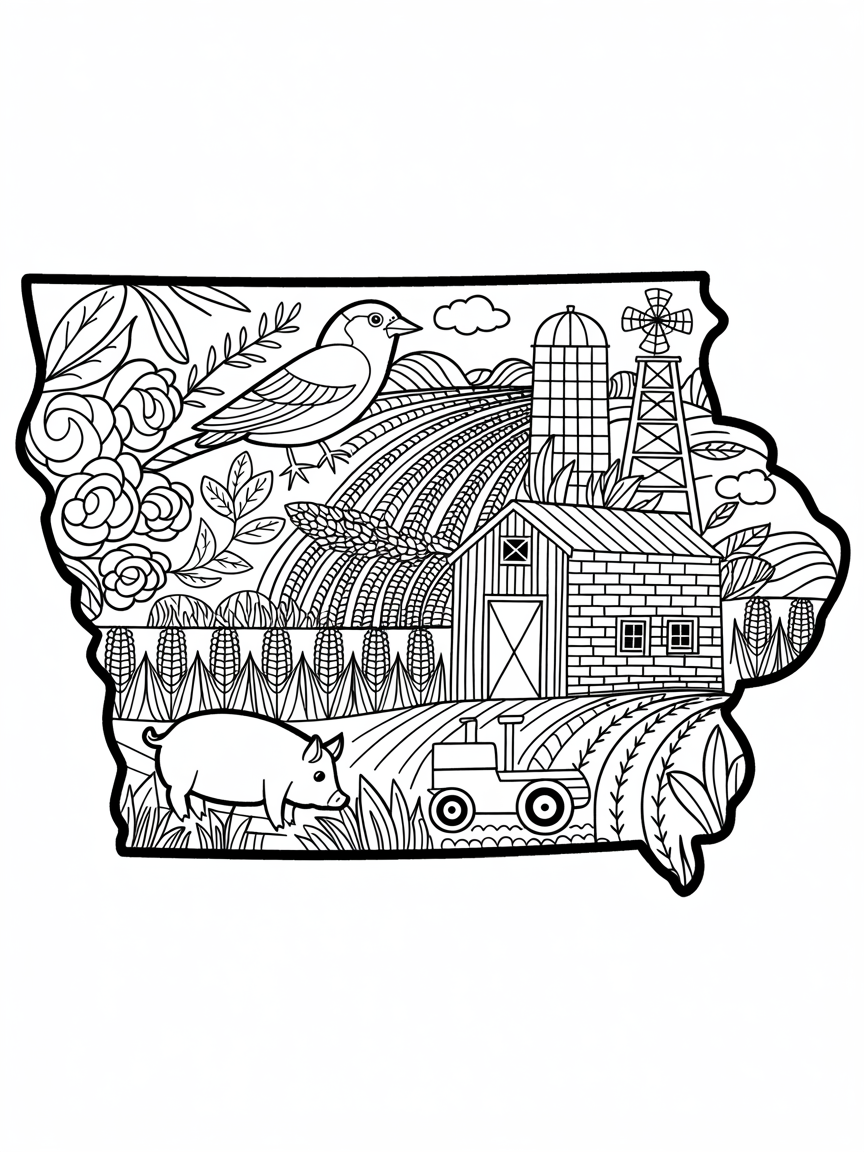 STATE SHAPES & ZENTANGLE ESCAPES: A 50-State Adult Coloring Book with Bold Outlines and Intricate Line Art