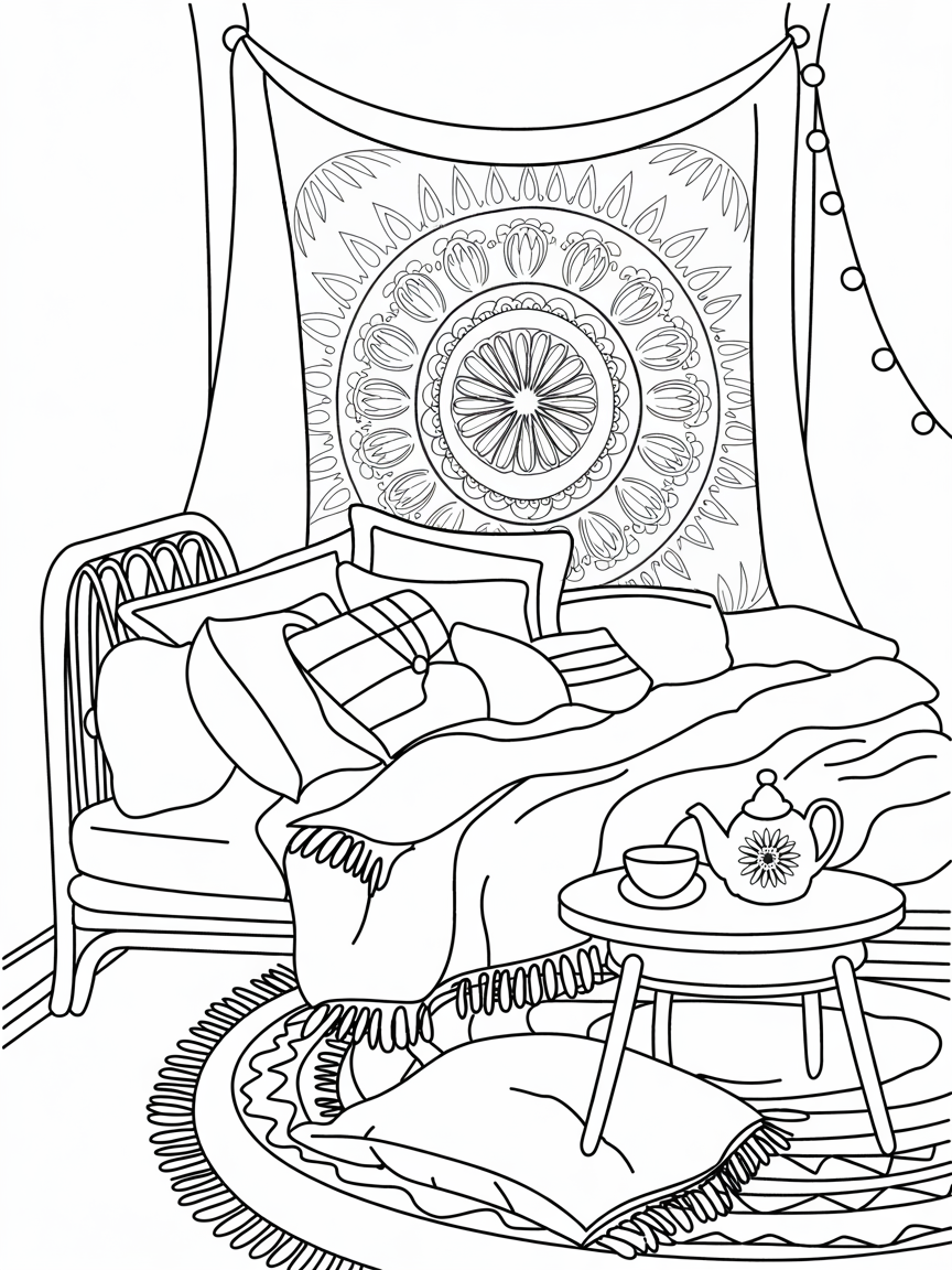 Bohemian Interiors Coloring Book