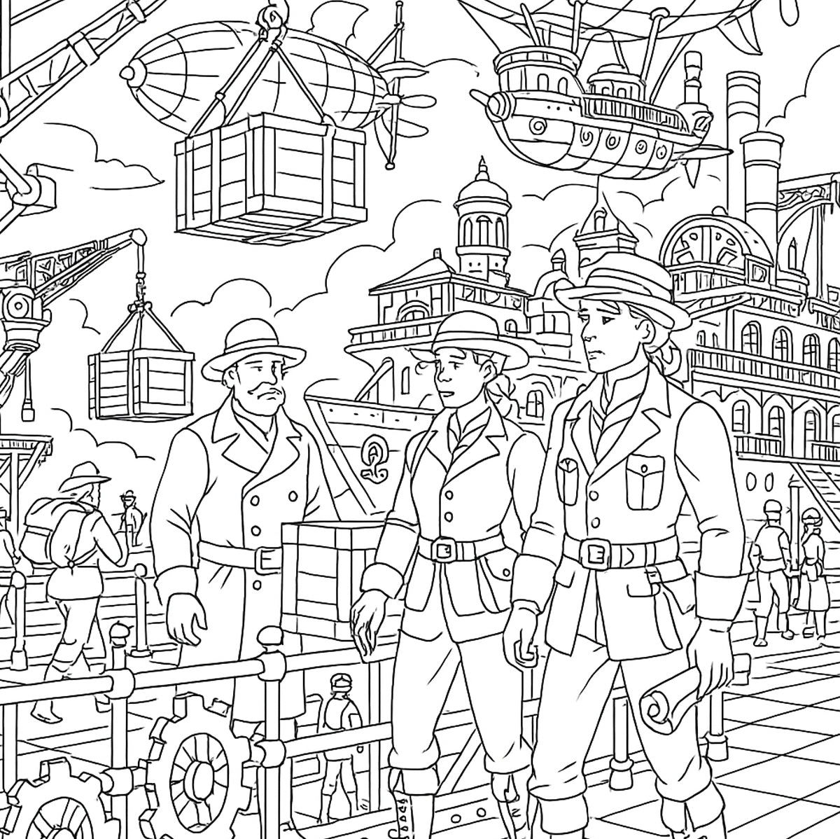 Steampunk Coloring Book for Adults – Vintage Machines & Victorian Fantasy