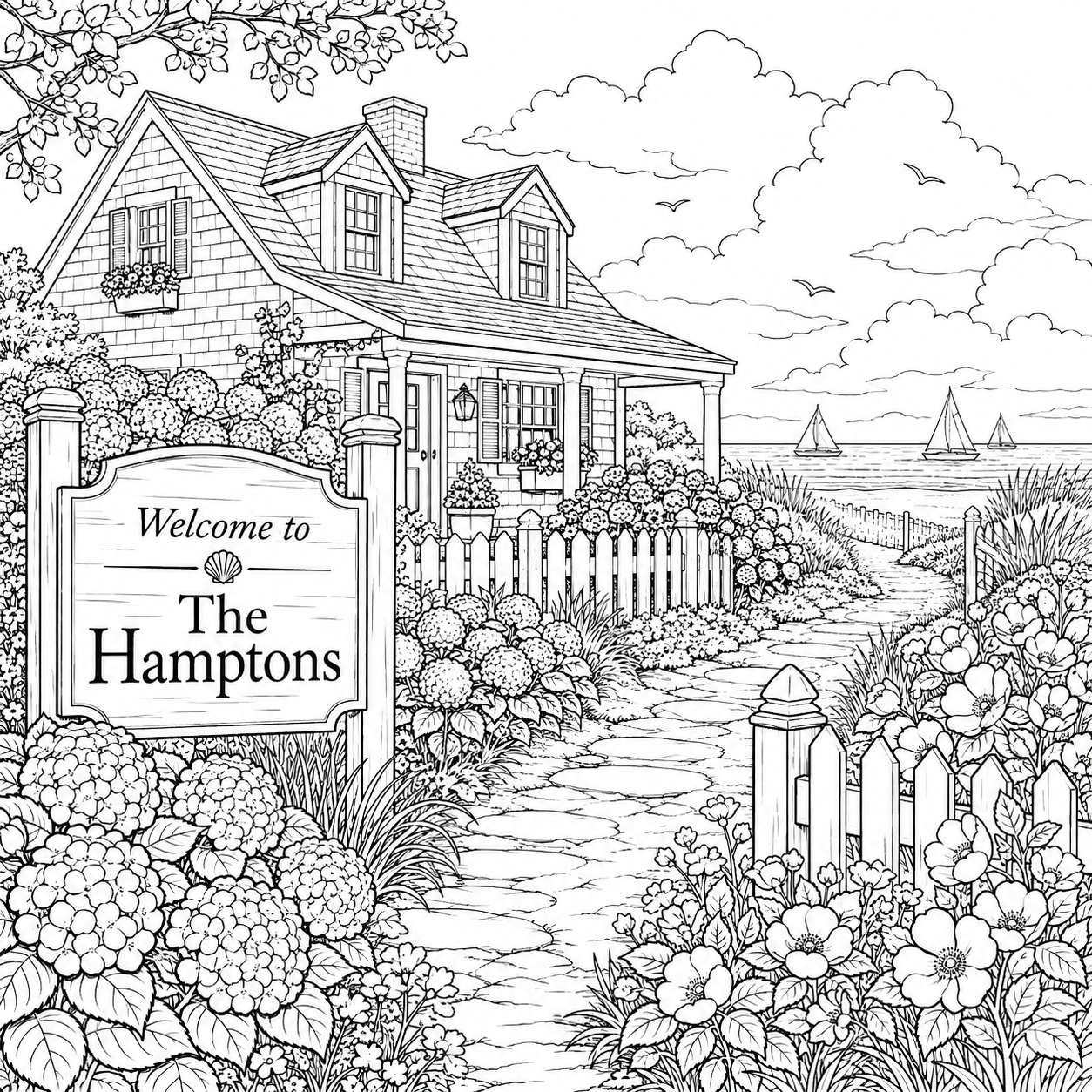 The Hamptons Coloring Book