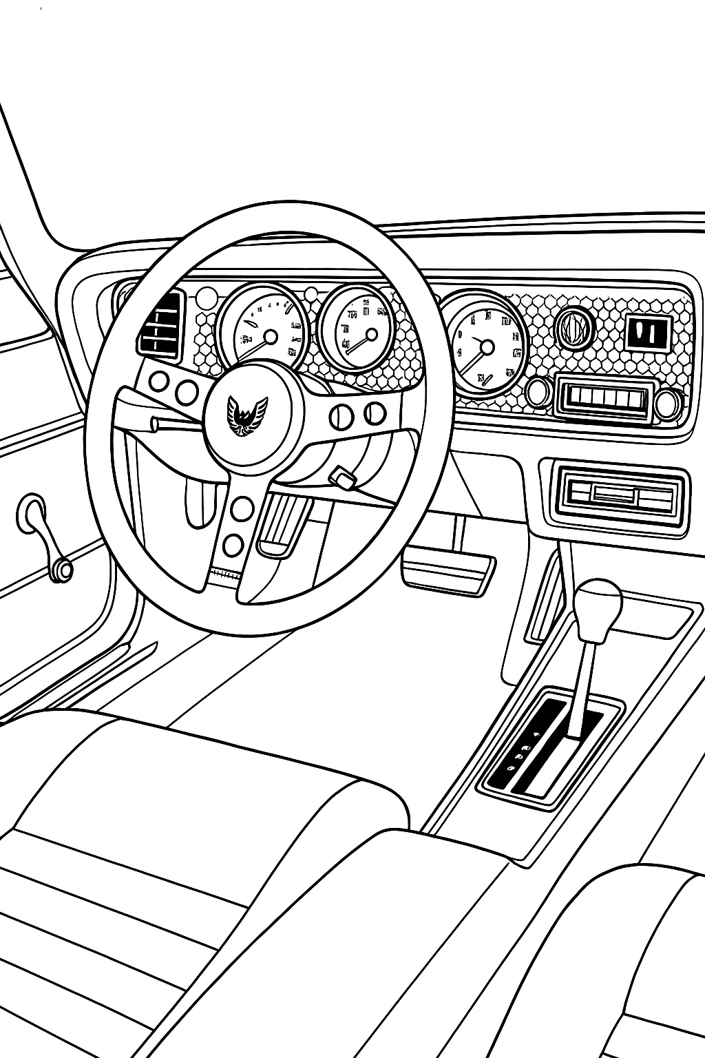 Classic Car Interiors: A Coloring Journey Through Time