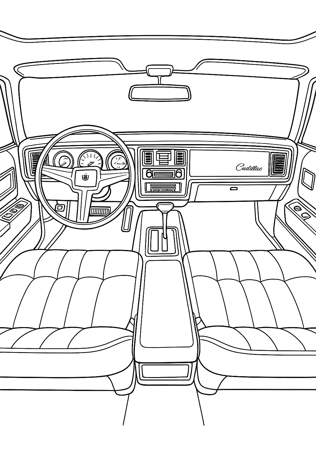 Classic Car Interiors: A Coloring Journey Through Time