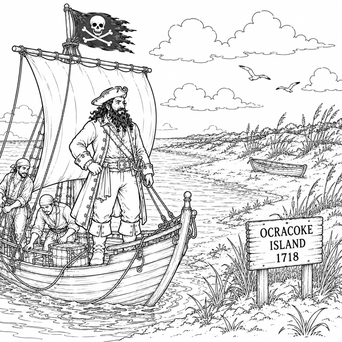 Pirates of North Carolina Coast Coloring Book