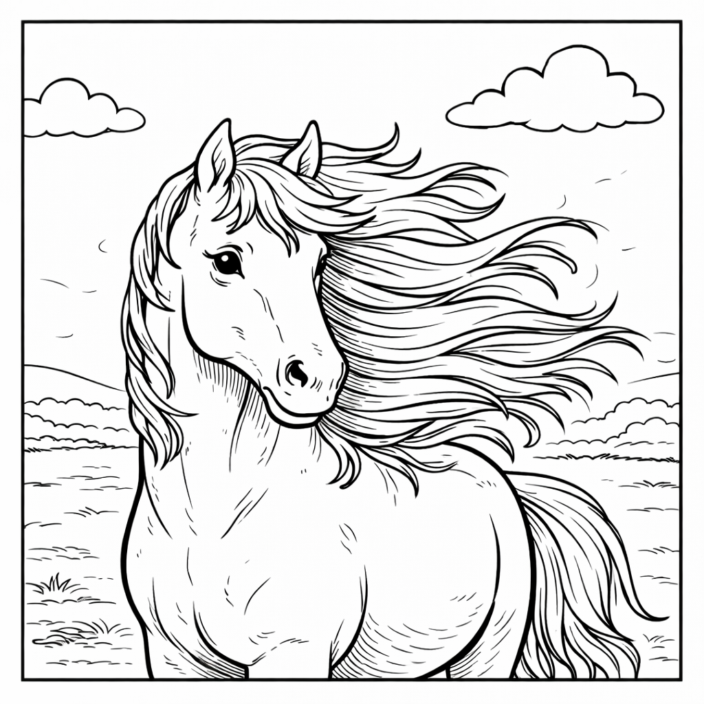 All About Horses: A Peaceful Coloring Journey
