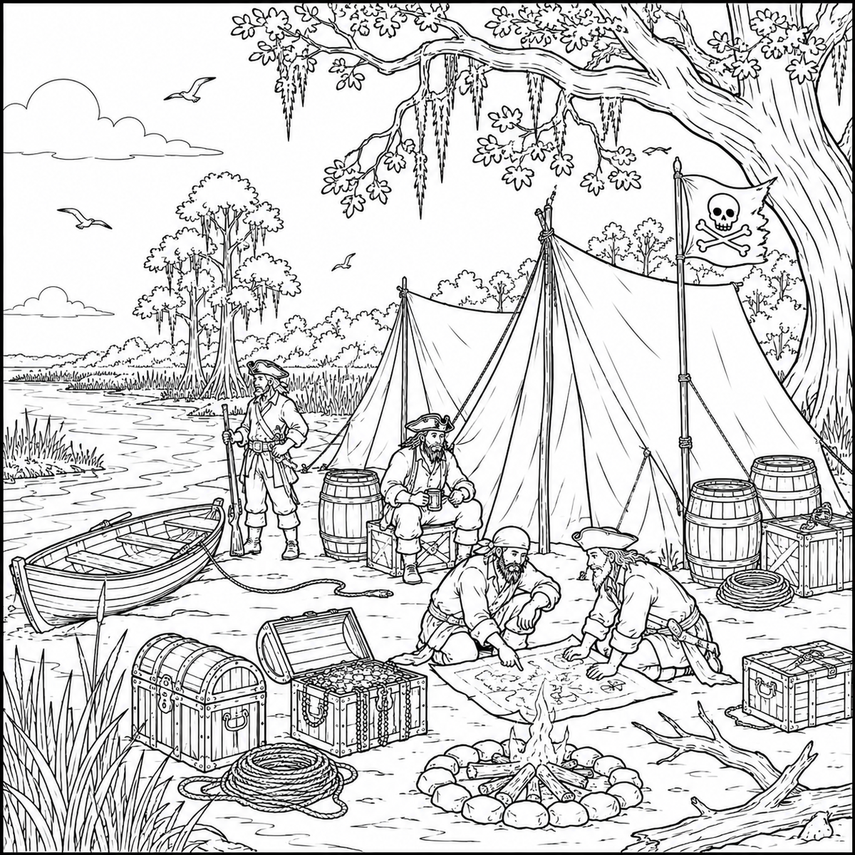 Pirates of North Carolina Coast Coloring Book