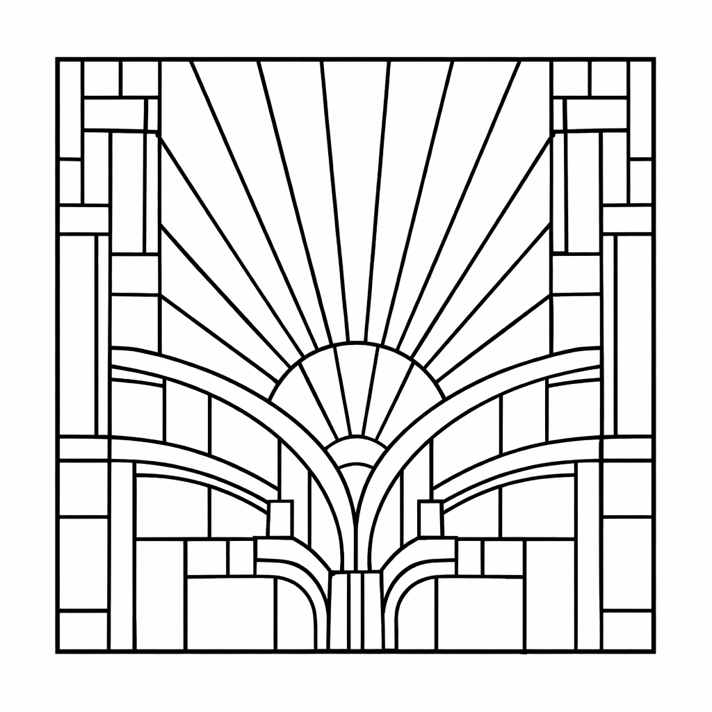 Mid-Century Modern Stained Glass: Architectural Window Designs for Calm, Focused Coloring