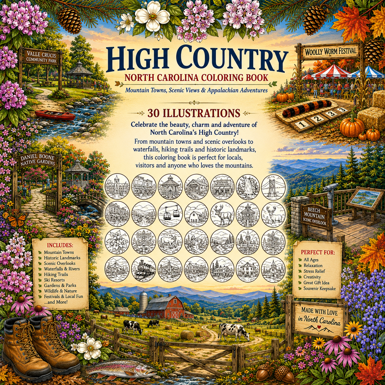 High Country North Carolina Coloring Book