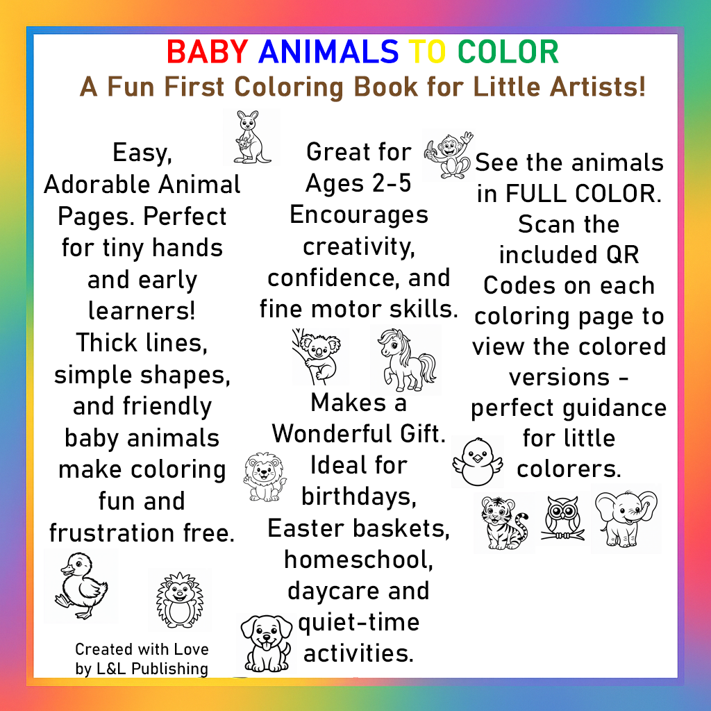 Baby Animals to Color: A Fun First Book for Young Artists to Color