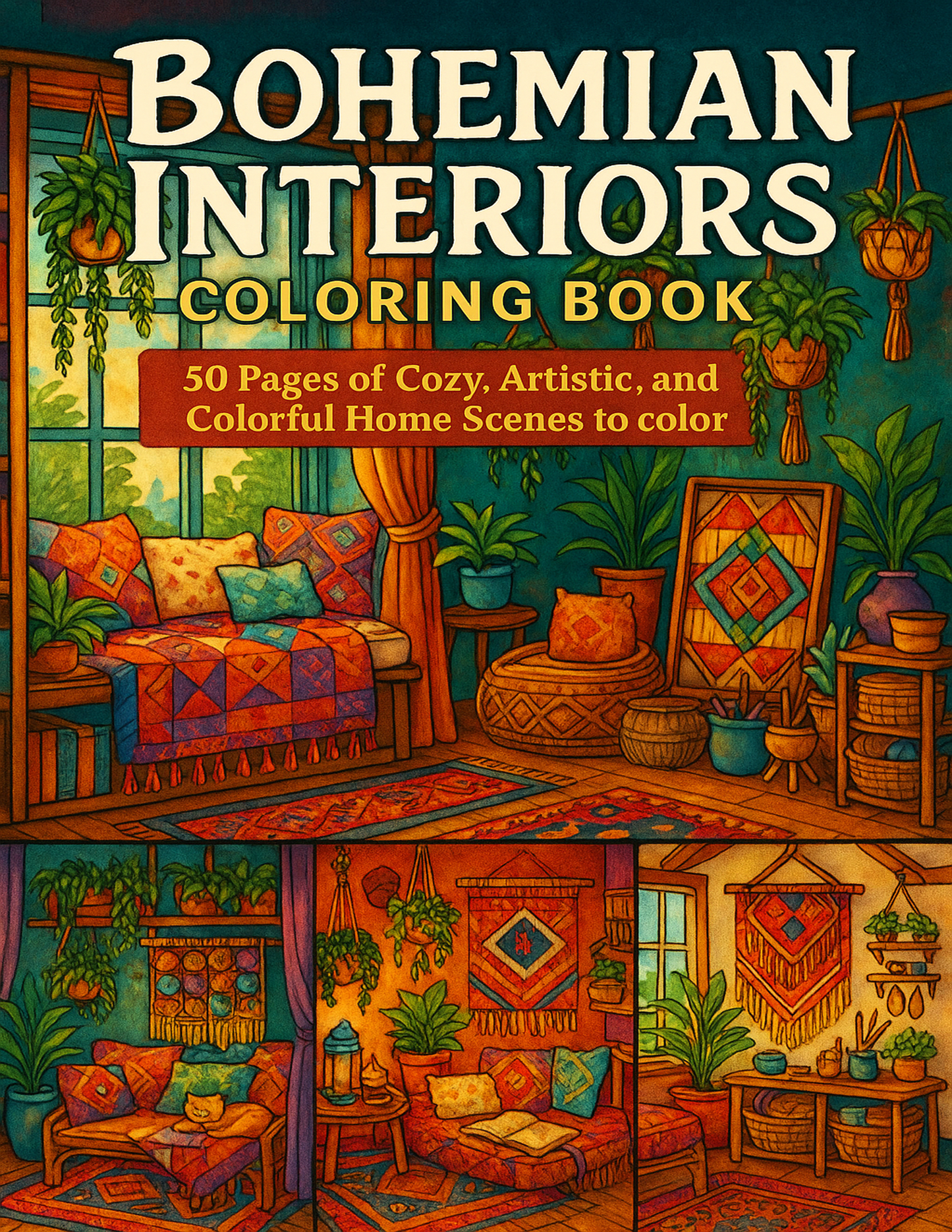 Bohemian Interiors Coloring Book