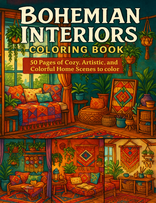 Bohemian Interiors Coloring Book