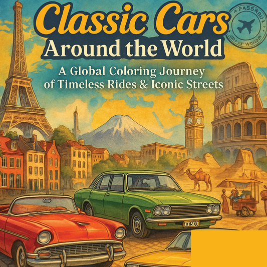 Classic Cars Around the World A Global Coloring Journey Through Vintage Automotive Icons