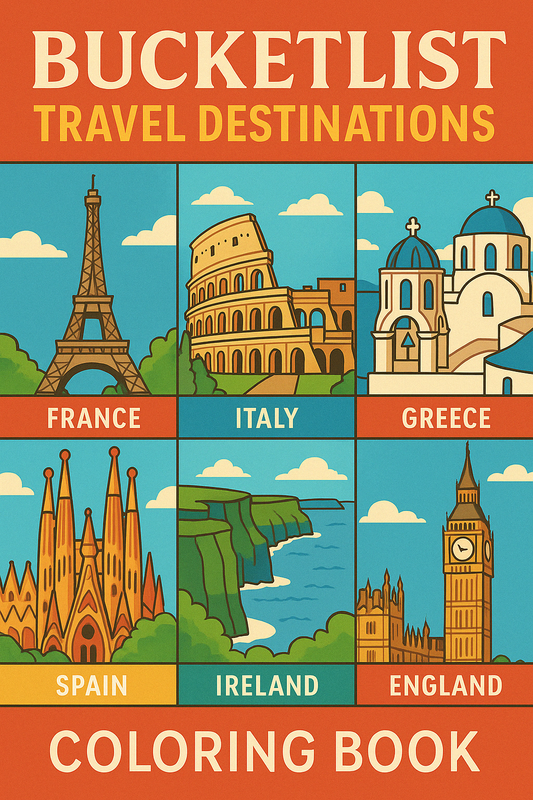 BUCKETLIST TRAVEL DESTINATIONS COLORING BOOK
