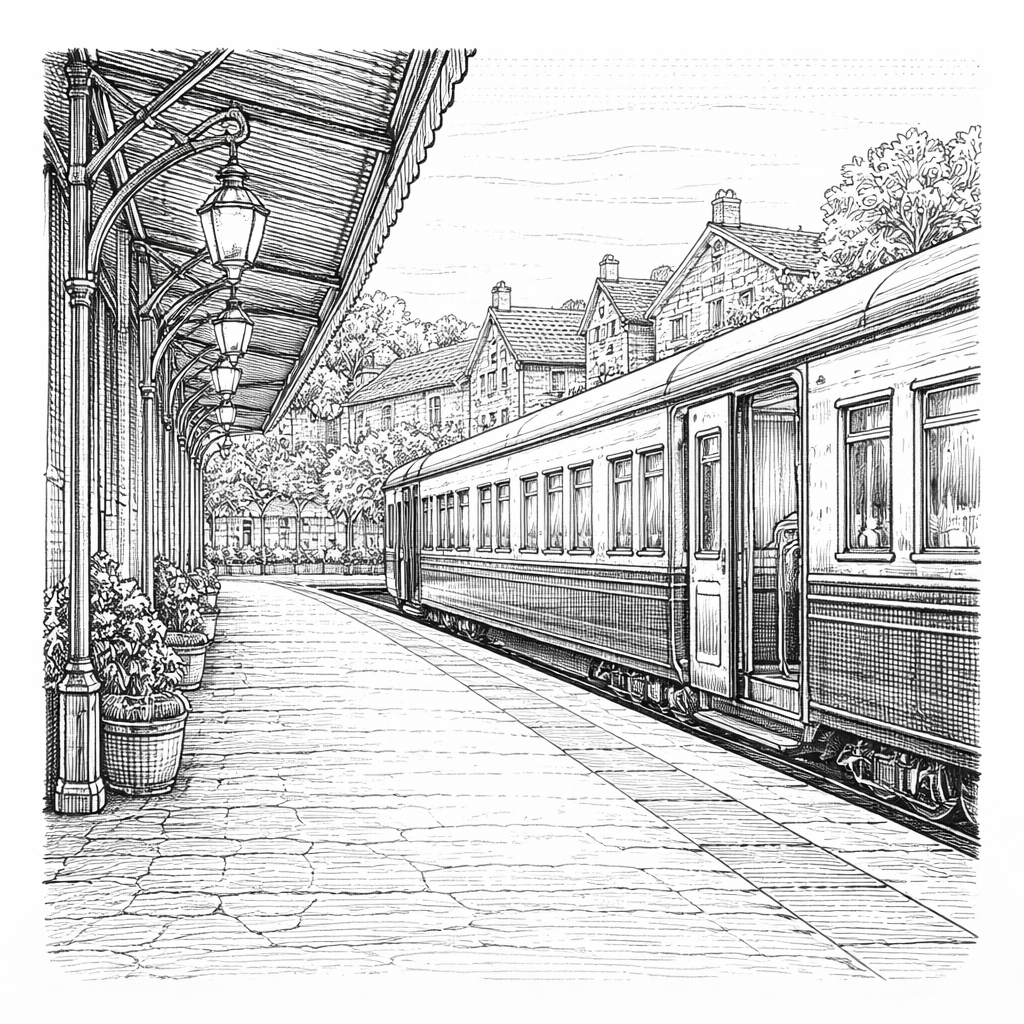 Train Travel Coloring Book