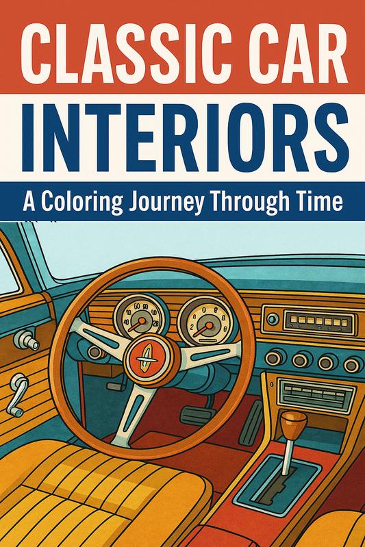Classic Car Interiors: A Coloring Journey Through Time