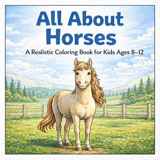 All About Horses: A Peaceful Coloring Journey