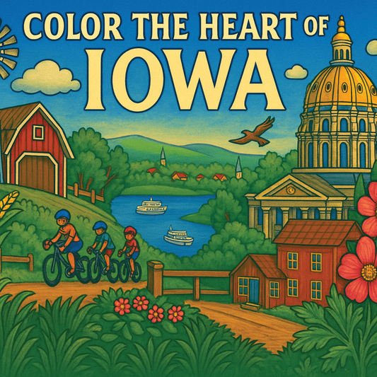 Color the Heart of Iowa Coloring Book: Discover Iowa's Charm Across 50+ Illustrated Scenes