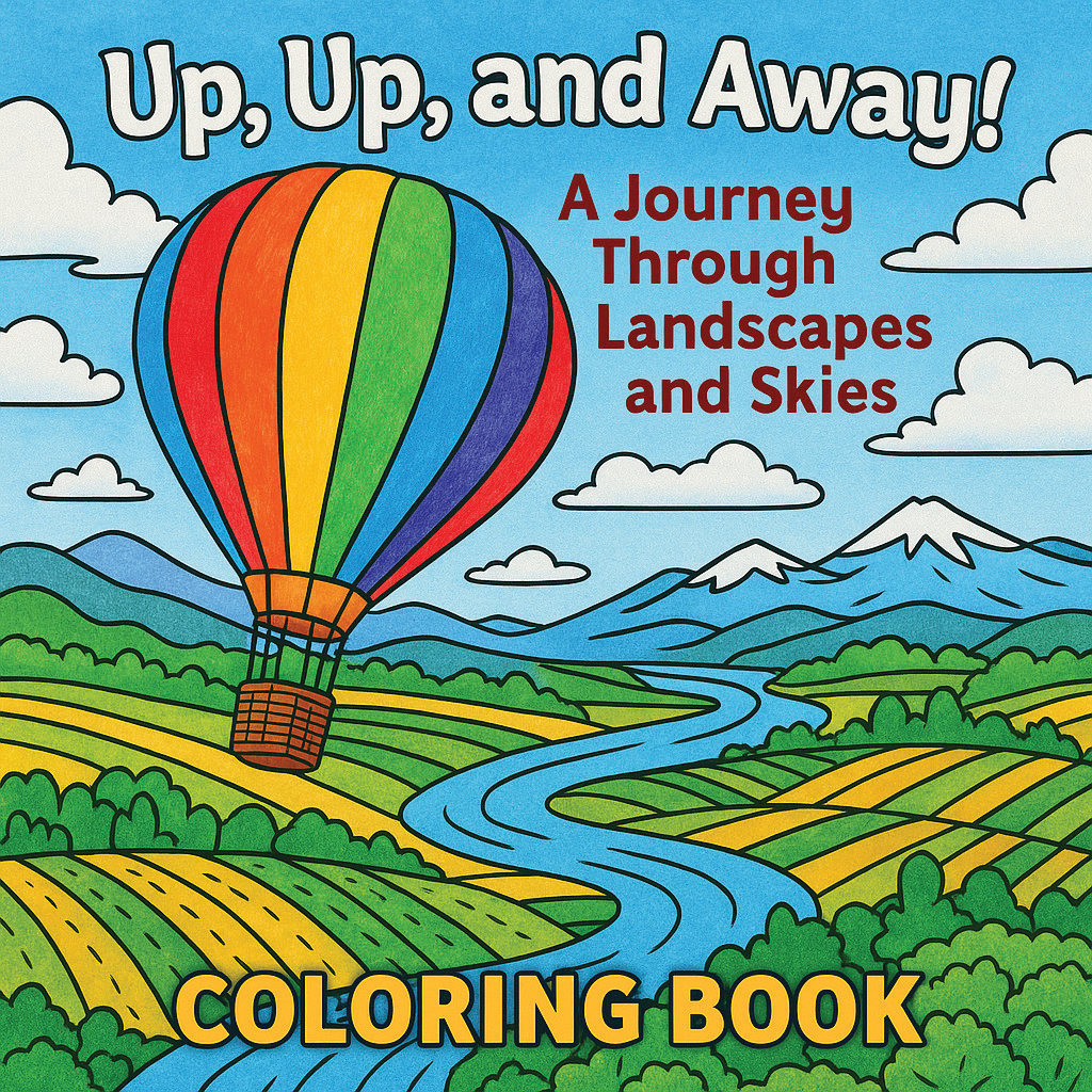 UP, UP AND AWAY COLORING BOOK: A Journey Through Landscapes and Skies