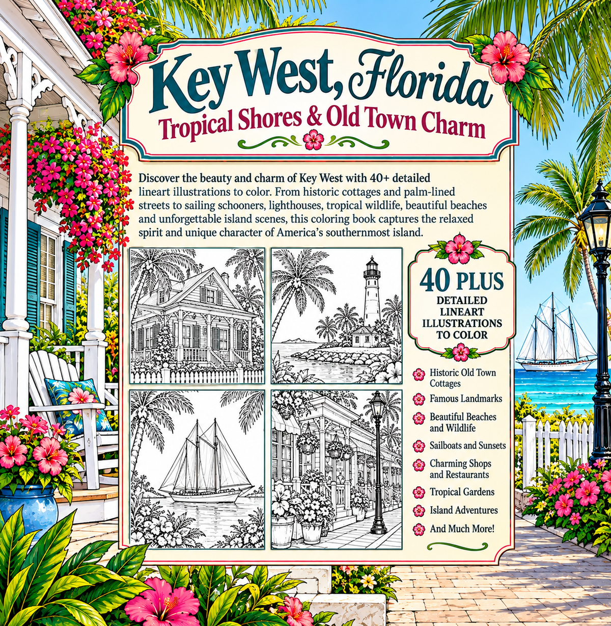 KEY WEST FLORIDA COLORING BOOK
