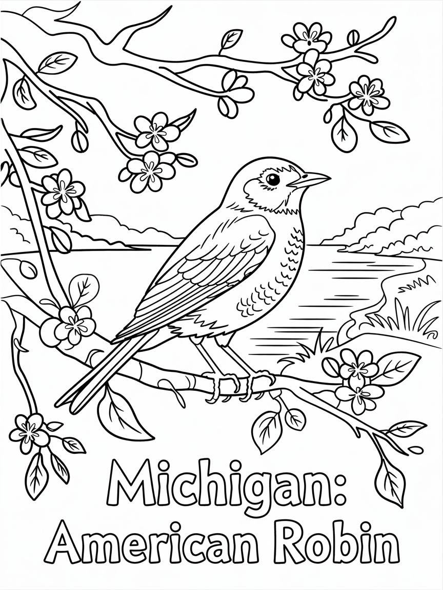 State Birds Coloring Book For Everyone