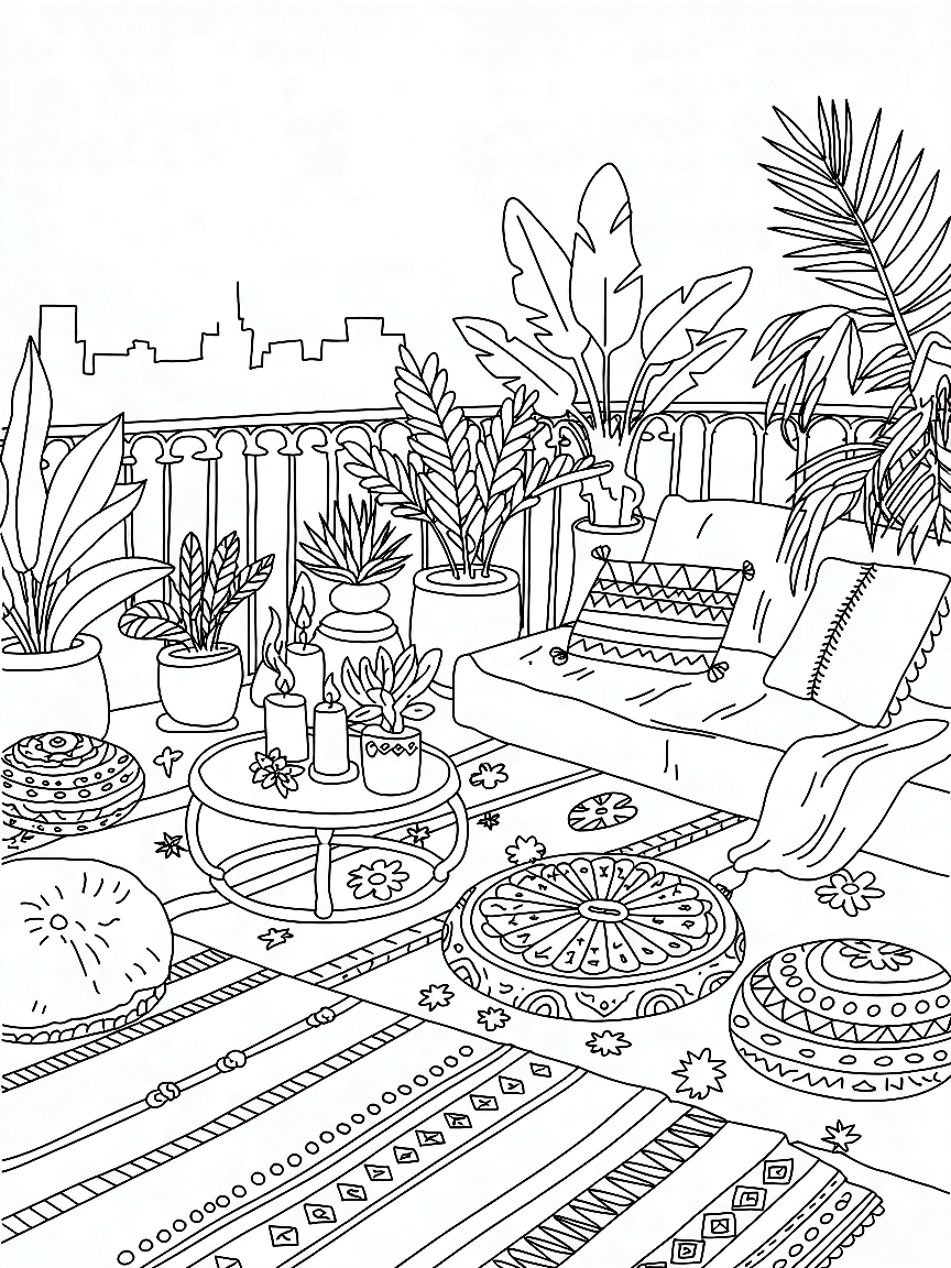 Bohemian Interiors Coloring Book