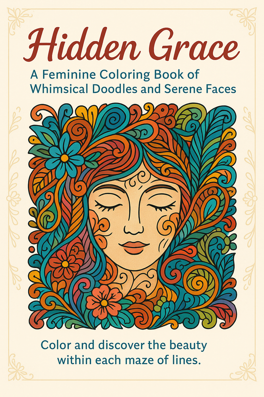 HIDDEN GRACE COLORING BOOK: A Soothing Collection of Feminine Faces and Floral Doodles to Calm Your Mind and Lift Your Spirit