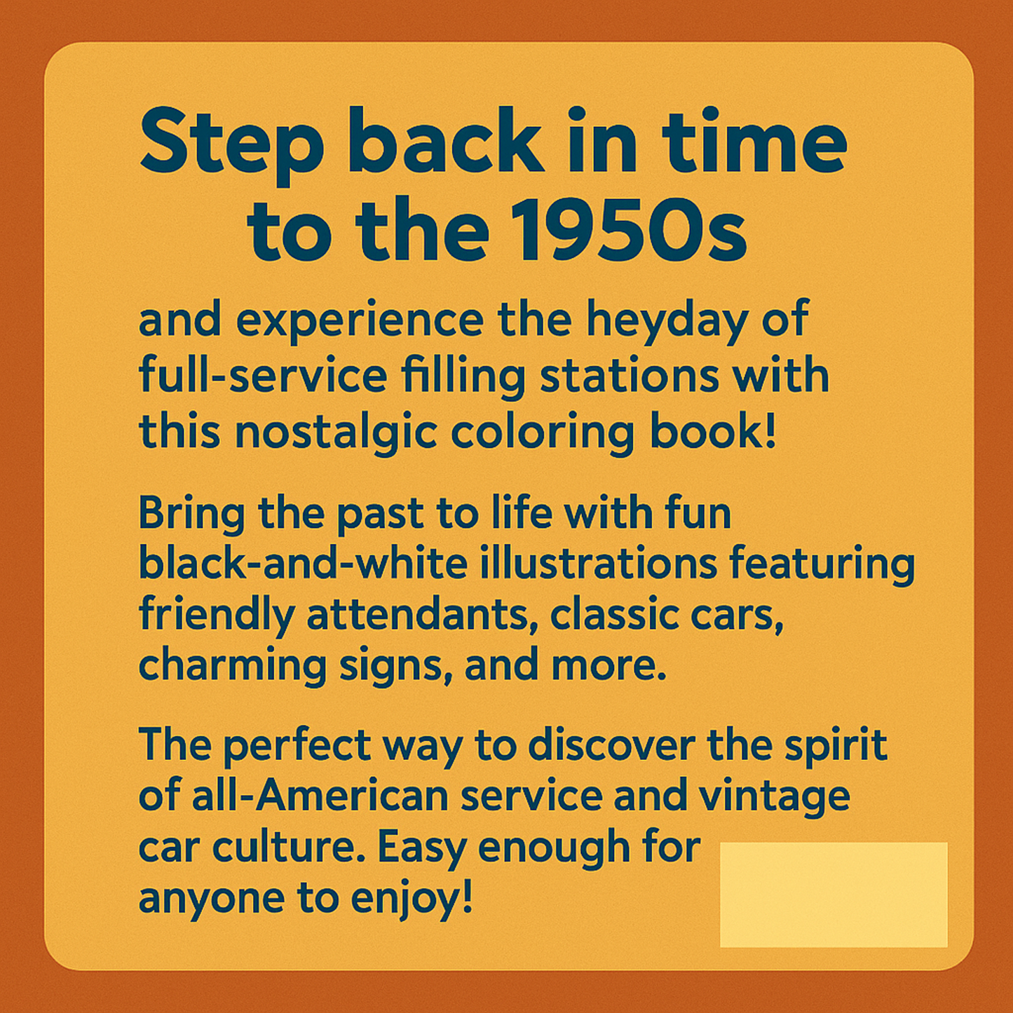 RETRO ROADSIDE SERVICE: A Coloring Tribute to 1950s Gas Stations & Car Culture