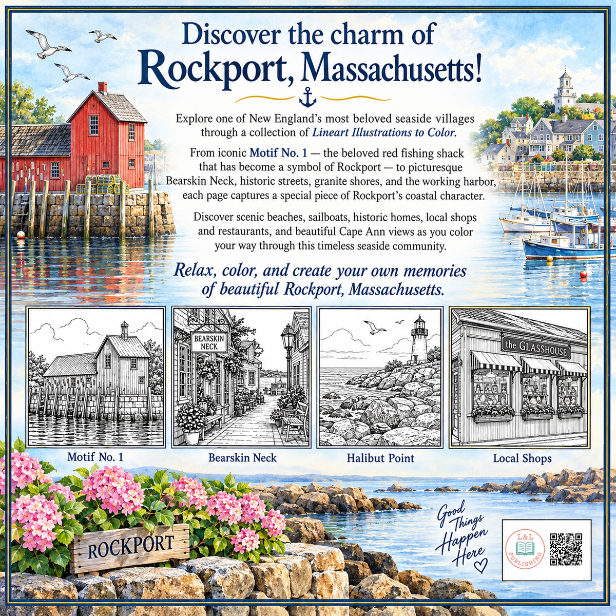 Rockport Massachusetts Coloring Book 6 Wholesale Books