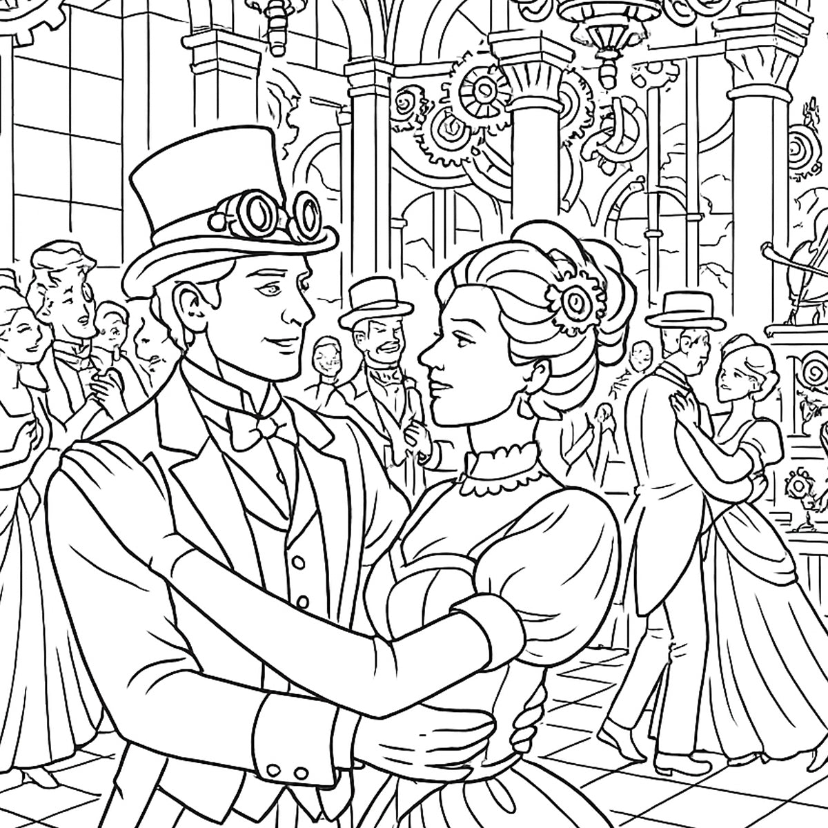 Steampunk Coloring Book for Adults – Vintage Machines & Victorian Fantasy