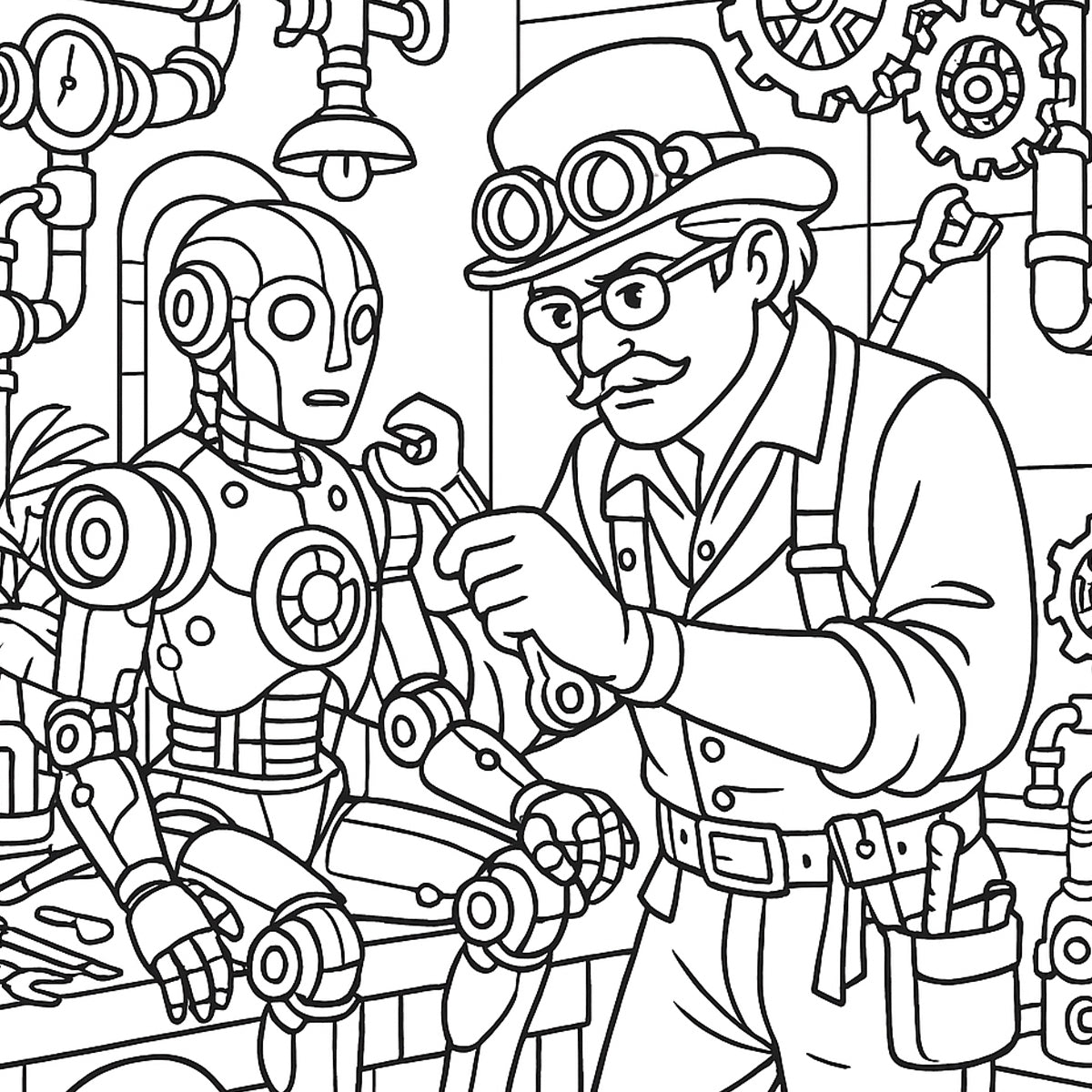 Steampunk Coloring Book for Adults – Vintage Machines & Victorian Fantasy
