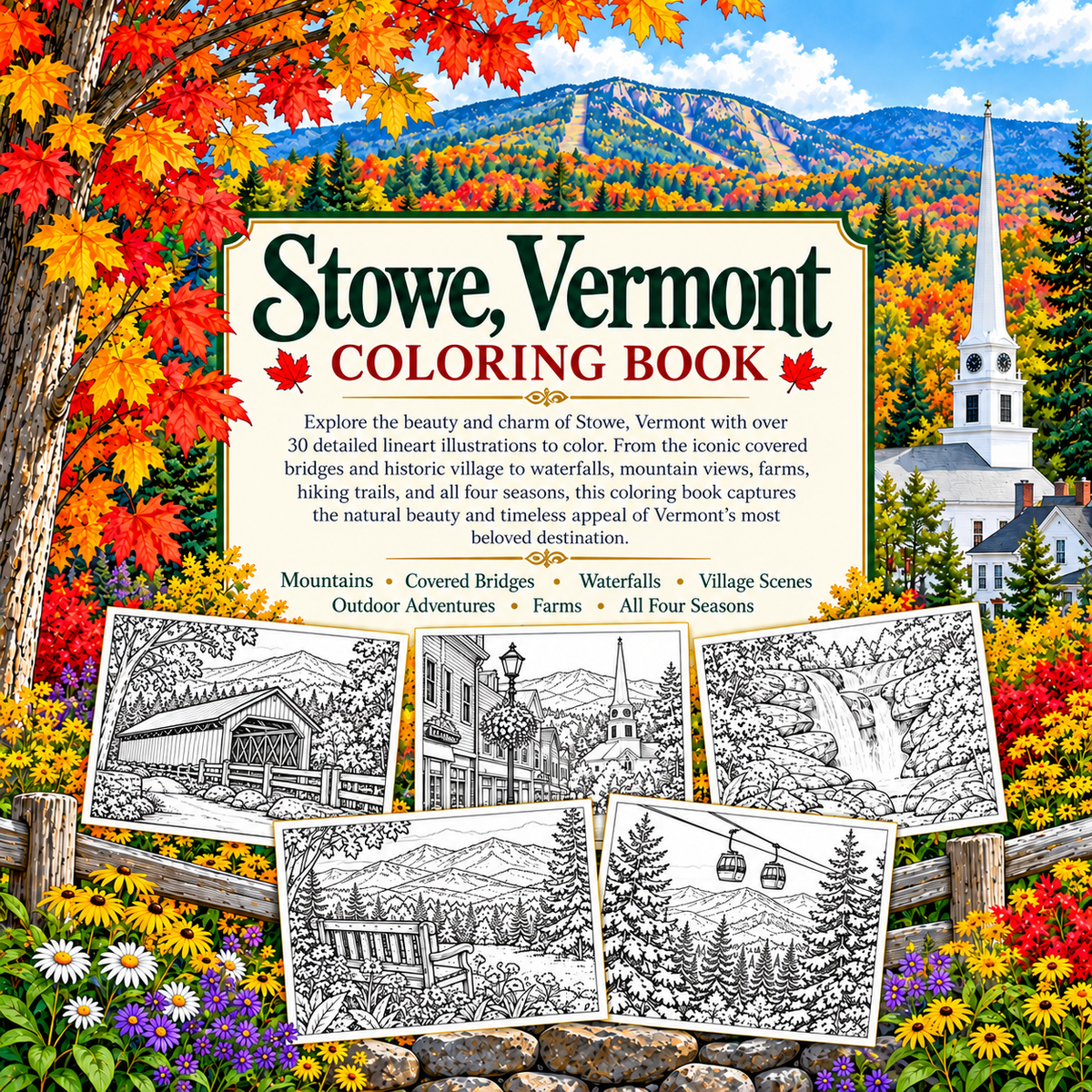 Stowe Vermont Coloring Book 12 Wholesale Books