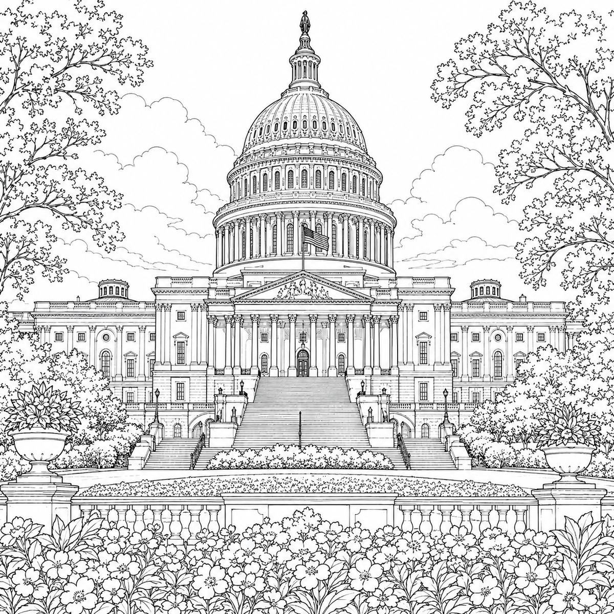 Washington DC Coloring Book