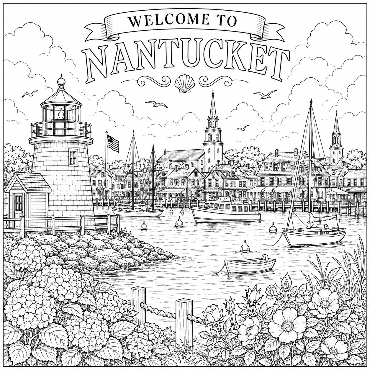 Nantucket Island Coloring Book