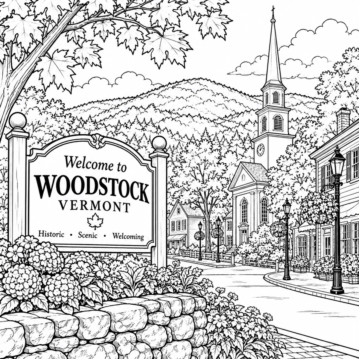Woodstock Vermont Coloring Book