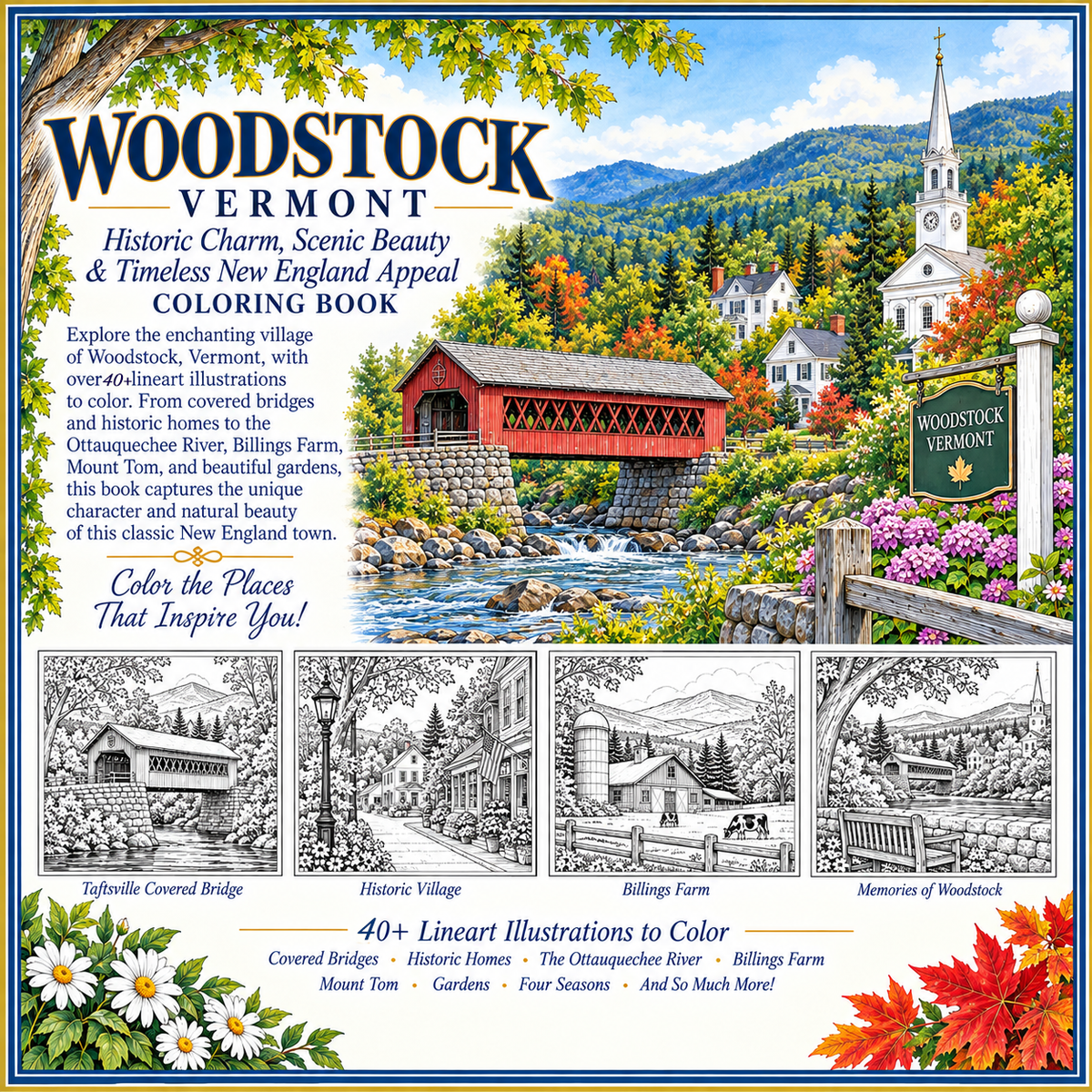 Woodstock Vermont Coloring Book